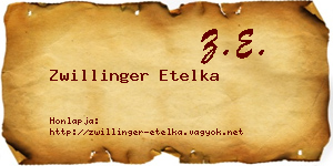 Zwillinger Etelka névjegykártya